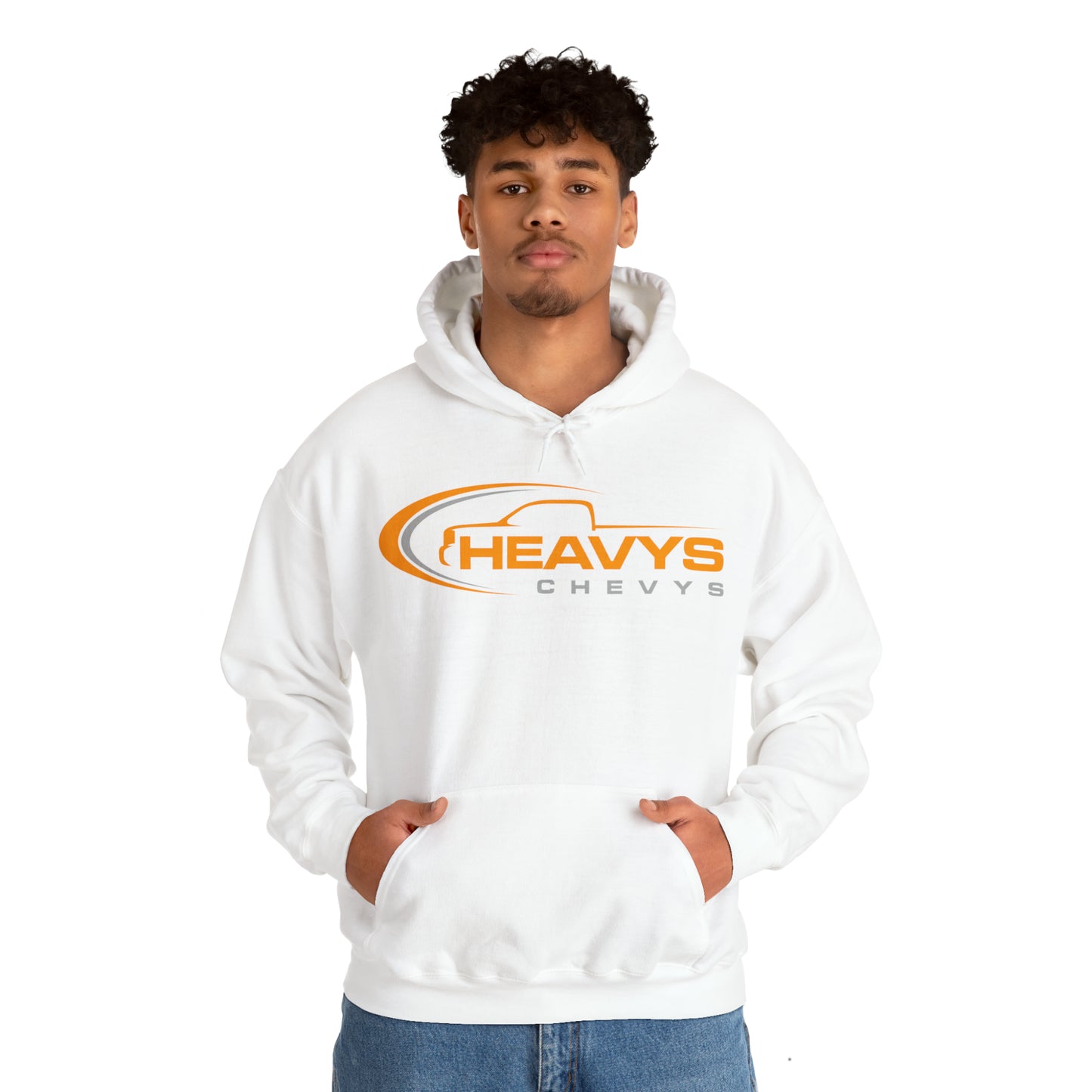 Heavy Hoody Sweatshirt Gray/Orange Logo Truck