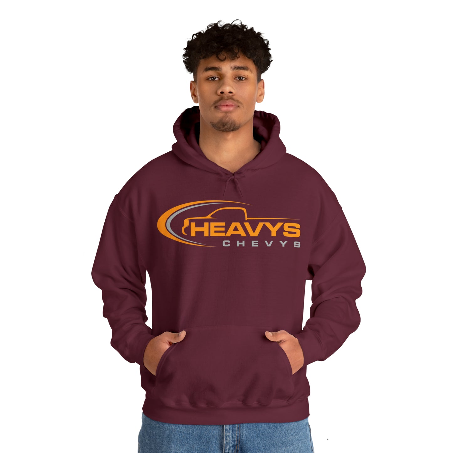 Heavy Hoody Sweatshirt Gray/Orange Logo Truck