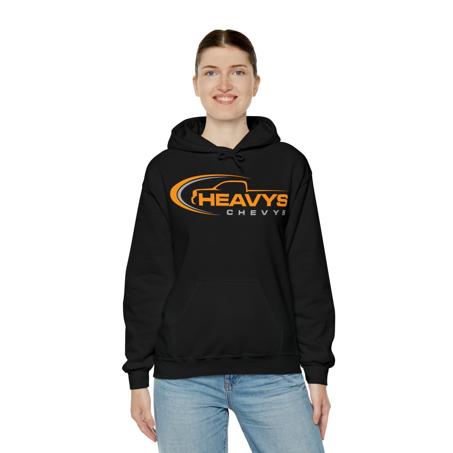 Heavy Hoody Sweatshirt Gray/Orange Logo Truck