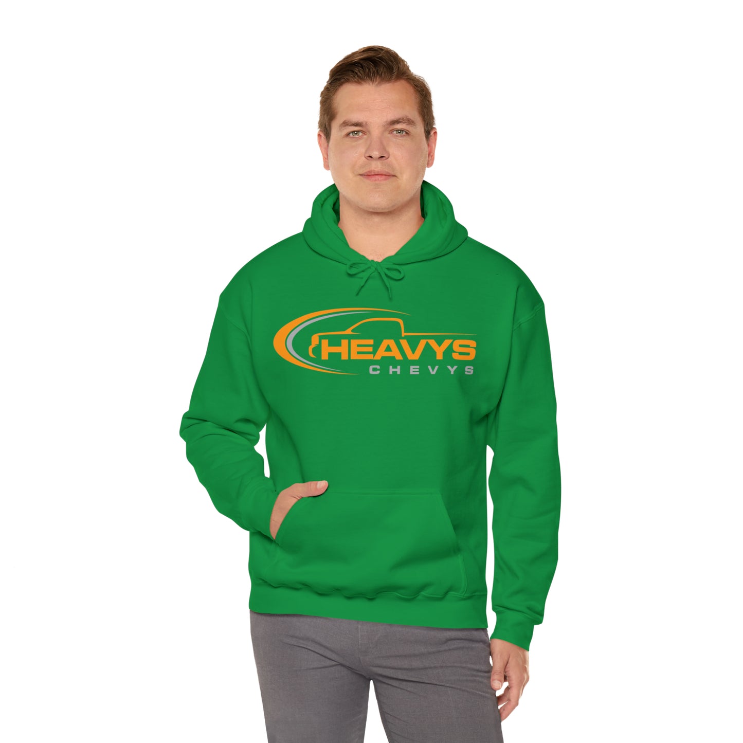 Heavy Hoody Sweatshirt Gray/Orange Logo Truck