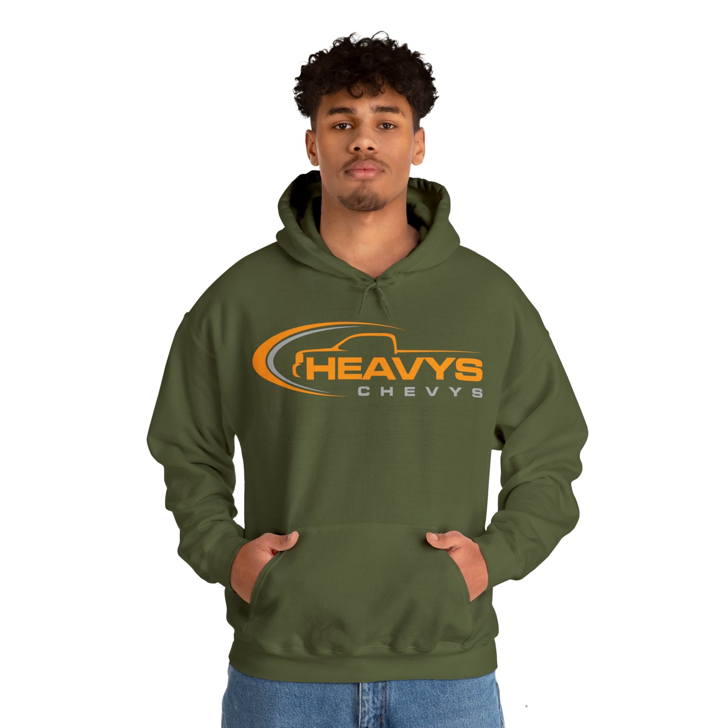 Heavy Hoody Sweatshirt Gray/Orange Logo Truck