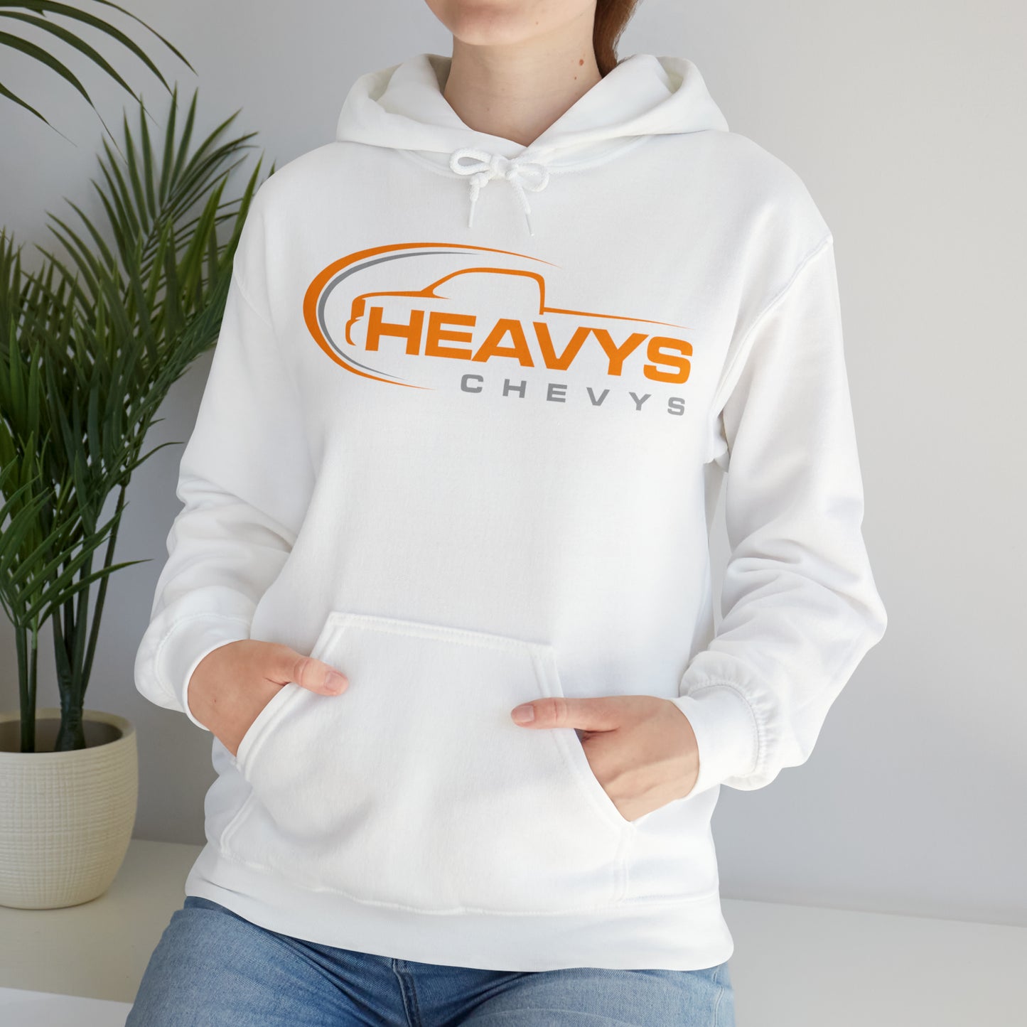 Heavy Hoody Sweatshirt Gray/Orange Logo Truck