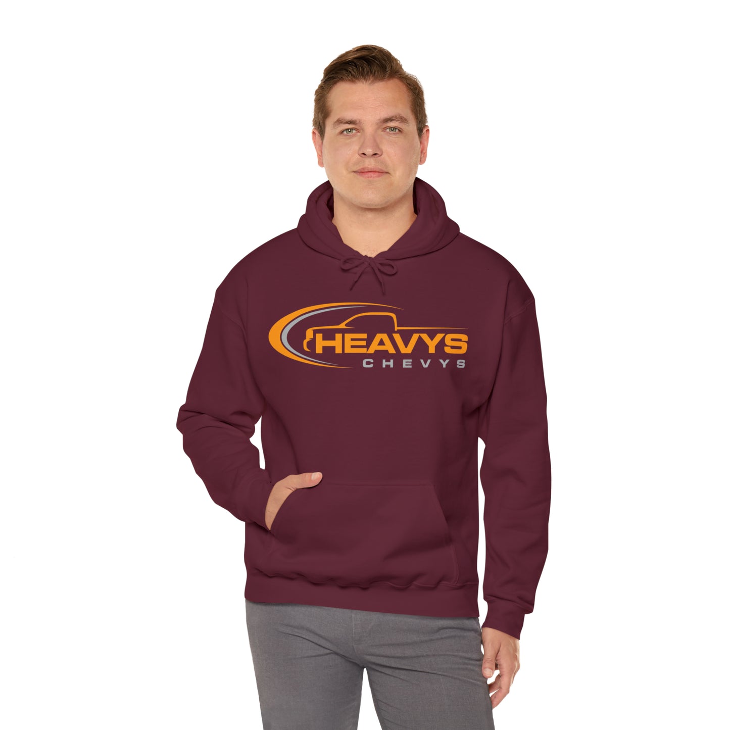 Heavy Hoody Sweatshirt Gray/Orange Logo Truck