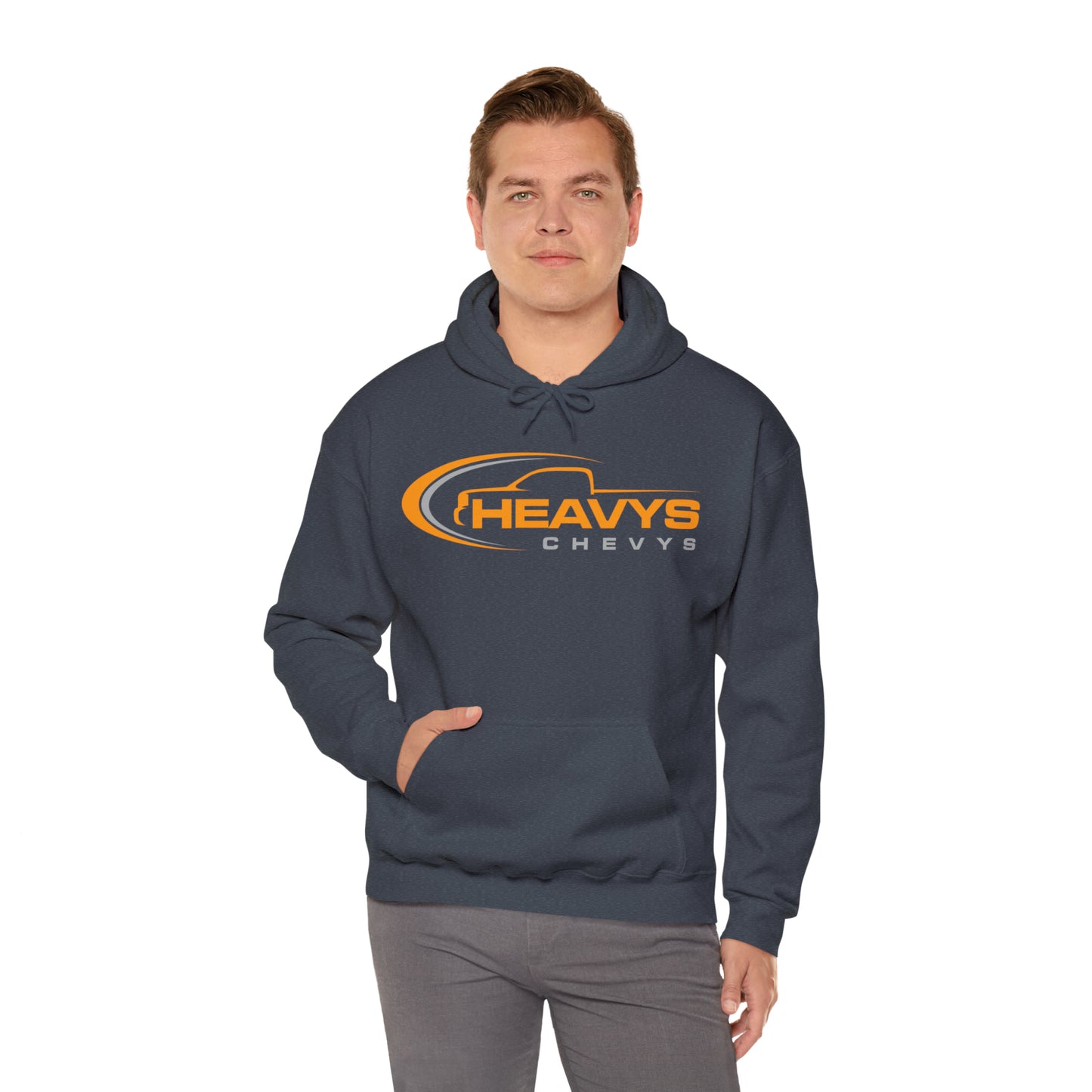 Heavy Hoody Sweatshirt Gray/Orange Logo Truck